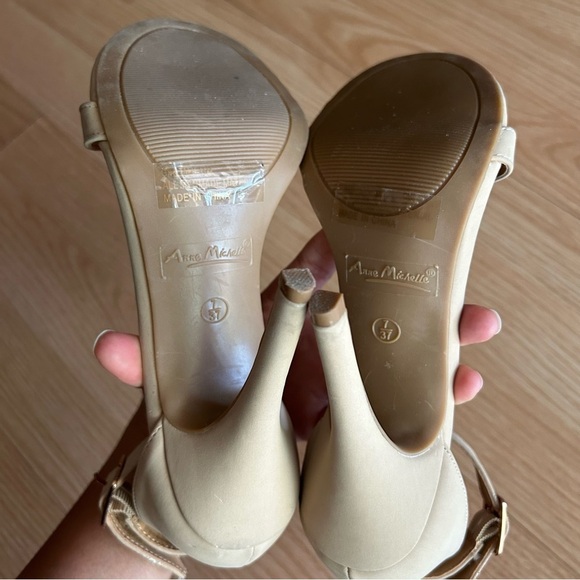 Anne Michelle Nude Strap Stiletto Heels Women’s 7/37 - Picture 11 of 12